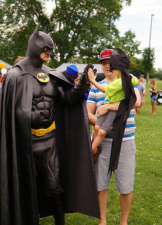 A meeting of superheroes at the annual EAB Festival.